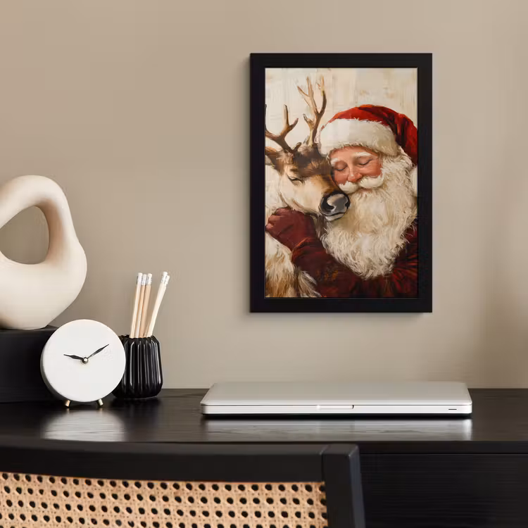 Poster met lijst - Kerstman - Rendier - Kerst - Christmas — 3