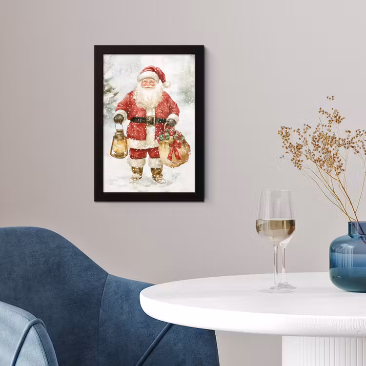 Poster met lijst - Kerstman- Winter - Sneeuw - Wit - Rood — 2