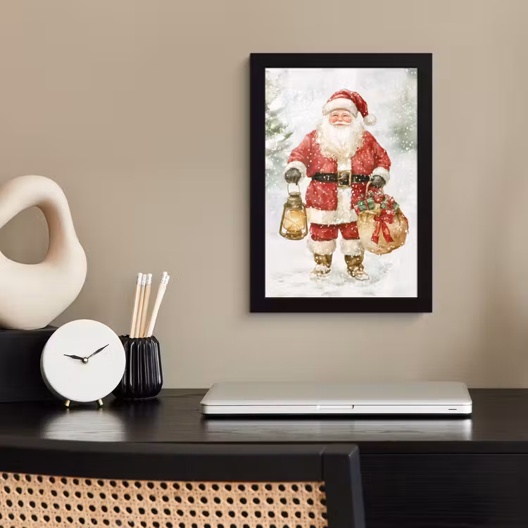 Poster met lijst - Kerstman- Winter - Sneeuw - Wit - Rood — 3