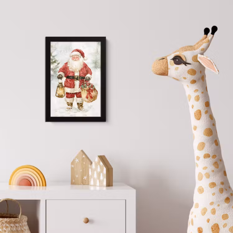 Poster met lijst - Kerstman- Winter - Sneeuw - Wit - Rood — 5