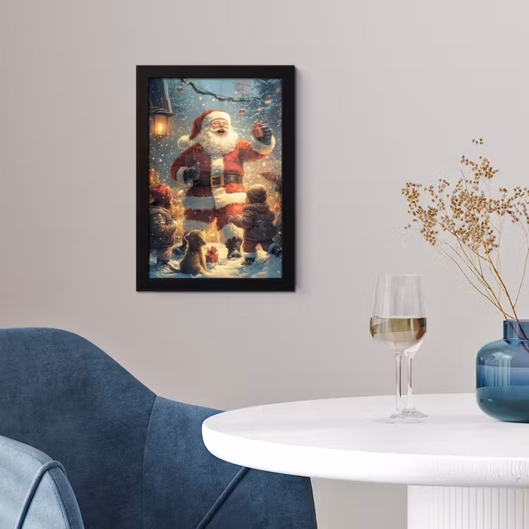 Poster met lijst - Kerstvreugde - Sneeuw - Kleurrijk — 2