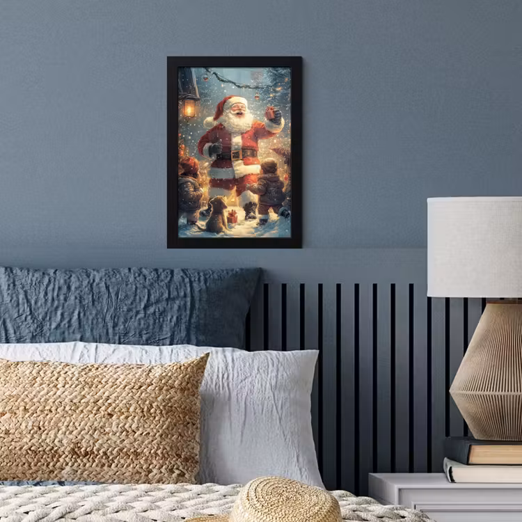 Poster met lijst - Kerstvreugde - Sneeuw - Kleurrijk — 4