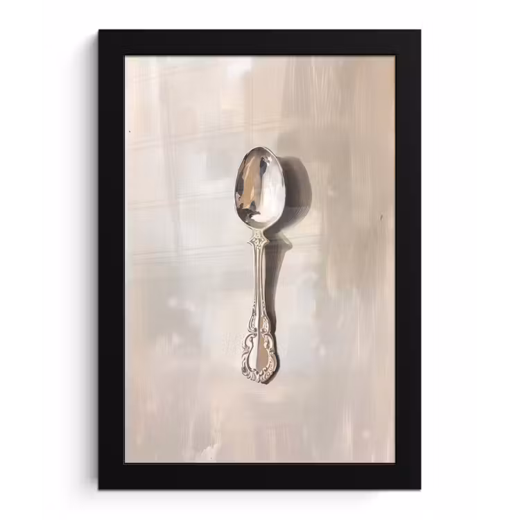 Poster met lijst - Lepel - Verf - Zilver — 1