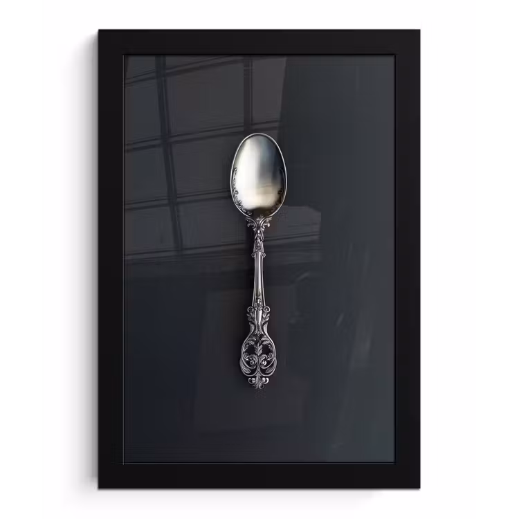 Poster met lijst - Lepel - Zilver - Metaal — 1