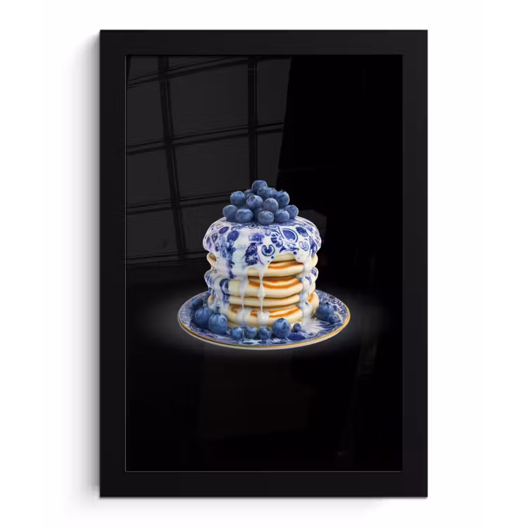 Poster met lijst - Pannenkoeken - Blauwe Bessen - Bord — 1