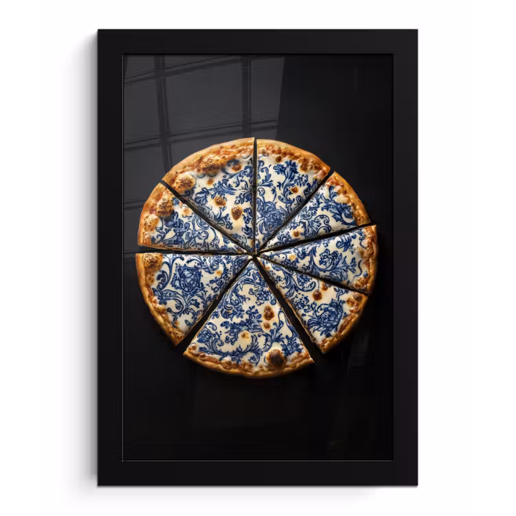 Poster met lijst - Pizza - Eten - Delftsblauw — 1