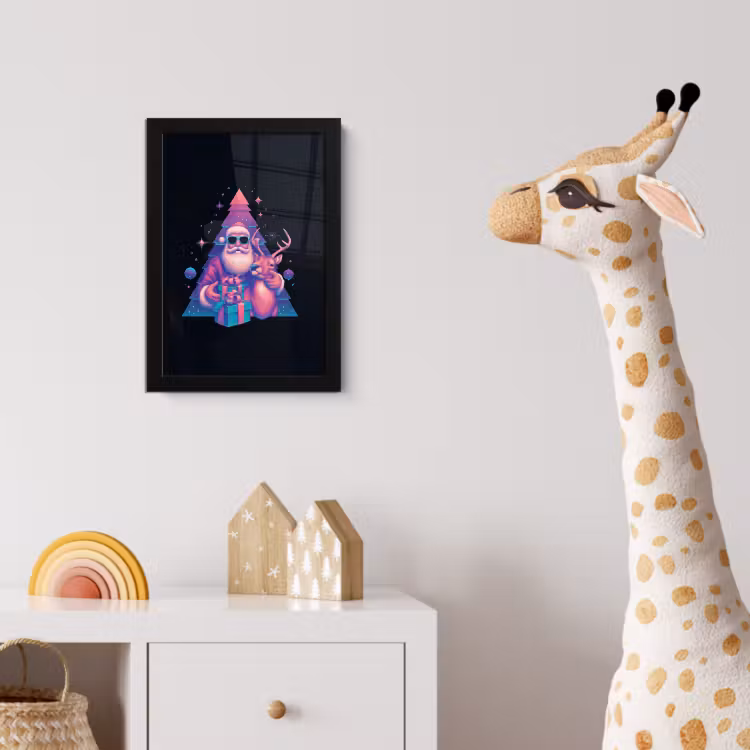 Poster met lijst - Retro - Kerstman - Rendieren - Kerstboom — 5