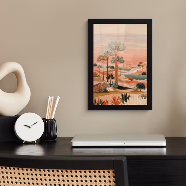 Poster met lijst - Roze landschap - Palmen - Water — 3
