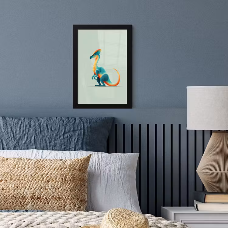 Poster met lijst - Staart - Dino - Minimalistisch - Blauw — 4