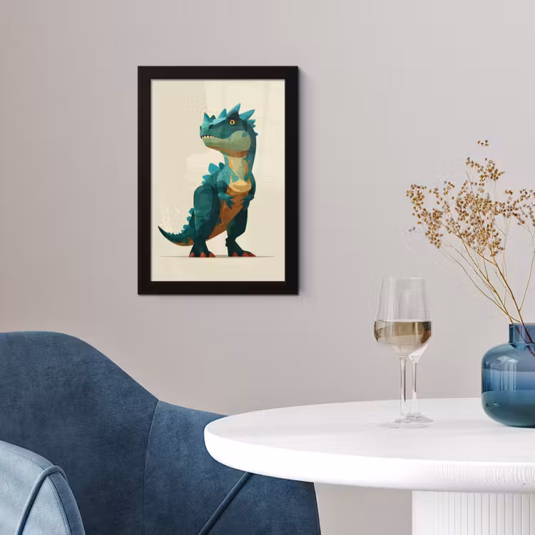 Poster met lijst - Stekels - Dino - Blauw - Gespierd — 2