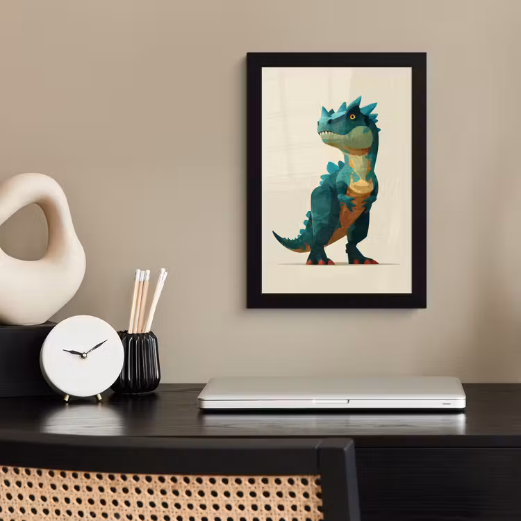 Poster met lijst - Stekels - Dino - Blauw - Gespierd — 3