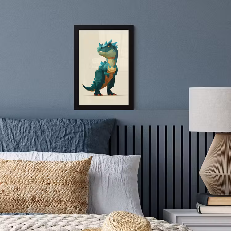 Poster met lijst - Stekels - Dino - Blauw - Gespierd — 4