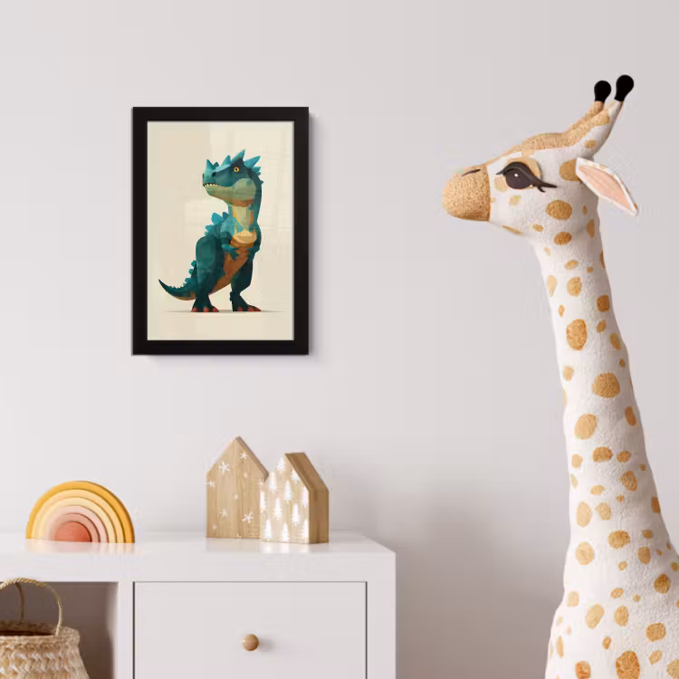 Poster met lijst - Stekels - Dino - Blauw - Gespierd — 5
