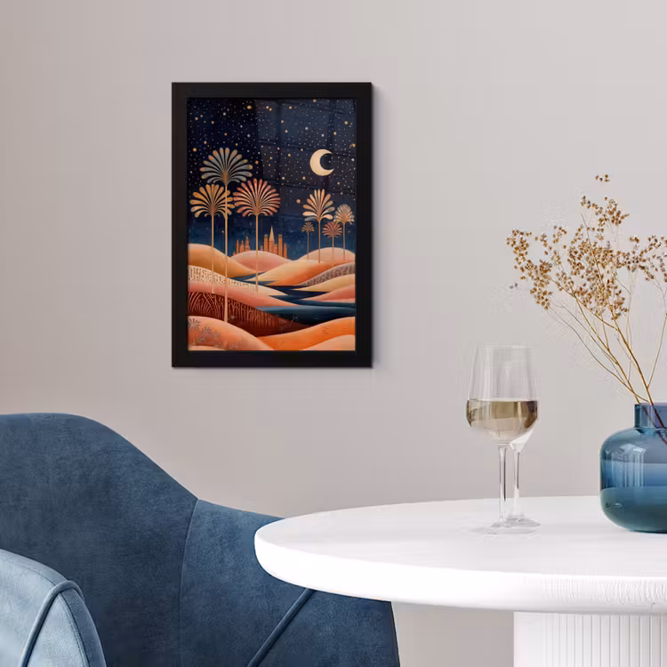 Poster met lijst - Sterrenhemel - Palmen - Rivier — 2