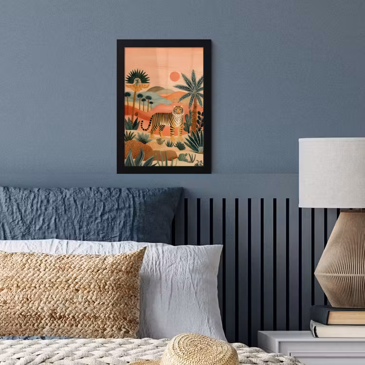 Poster met lijst - Tijger - Kleurrijk - Palmen - Cactus — 4