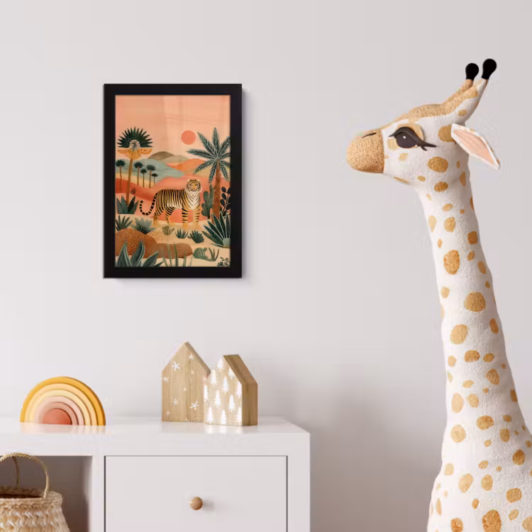 Poster met lijst - Tijger - Kleurrijk - Palmen - Cactus — 5