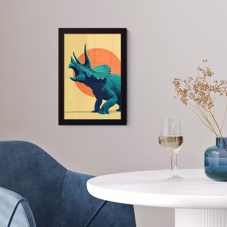 Poster met lijst - Triceratops - Cirkel - Oranje - Hoorns — 2