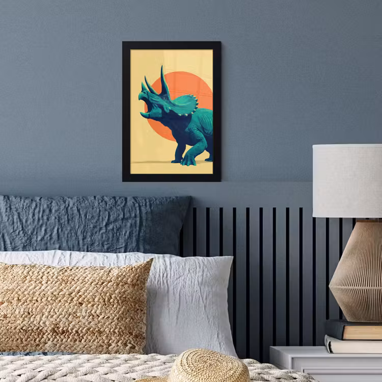 Poster met lijst - Triceratops - Cirkel - Oranje - Hoorns — 4