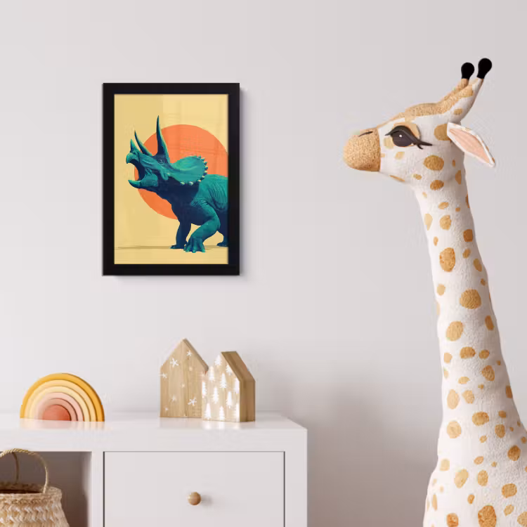 Poster met lijst - Triceratops - Cirkel - Oranje - Hoorns — 5