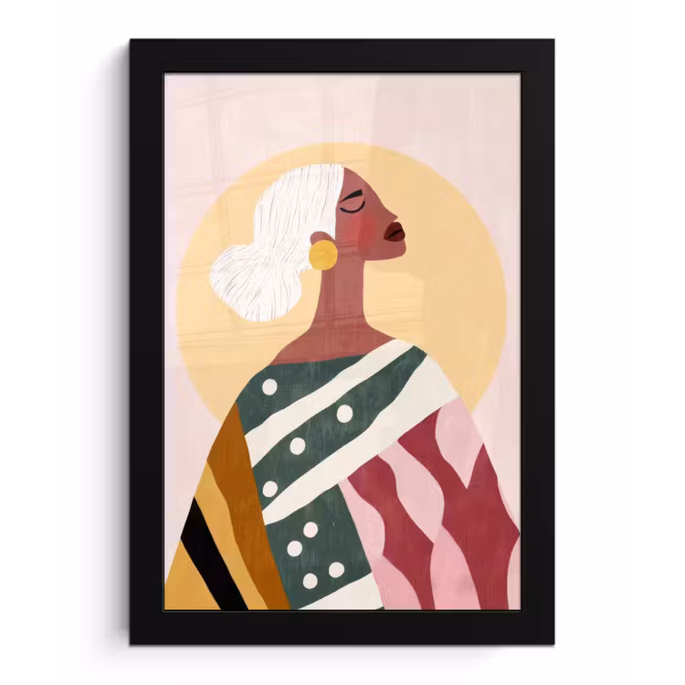Poster met lijst - Vrouw - Zon - Kleurrijk — 1