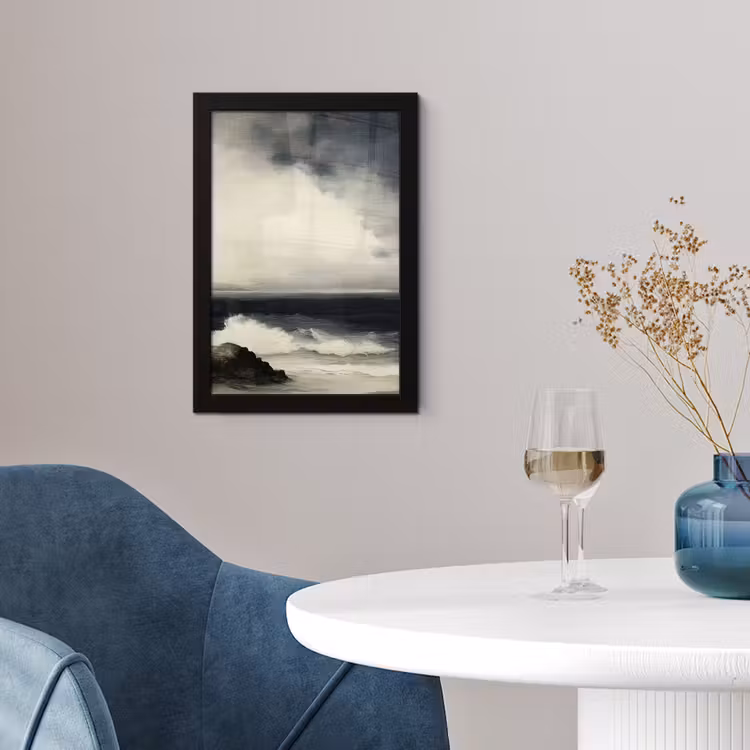 Poster met lijst - Zee - Rotsen - Storm — 2