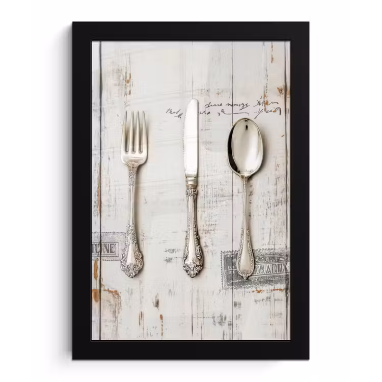 Poster met lijst - Zilver - Bestek - Hout — 1