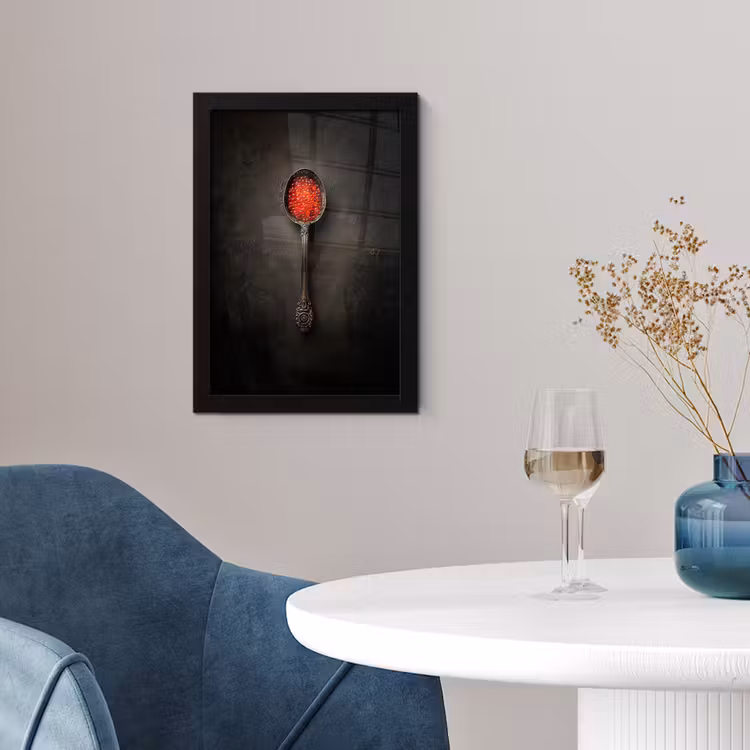 Poster met lijst - Zwart - Lepel - Caviar — 2