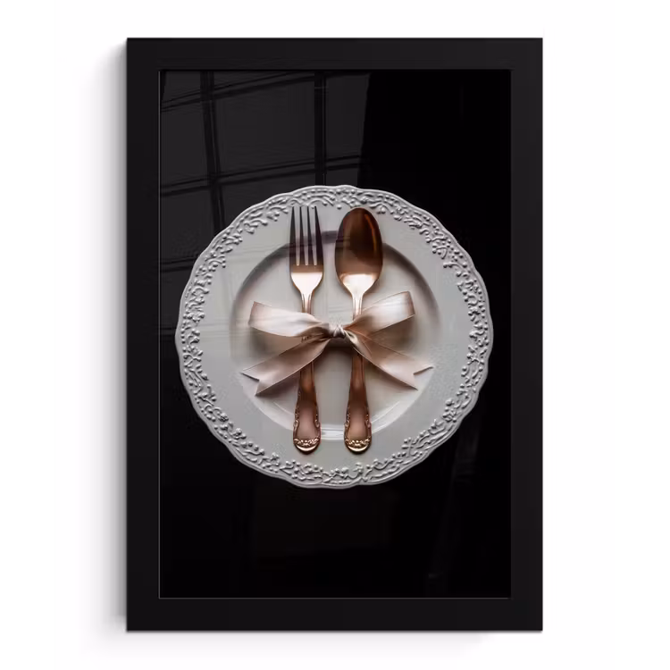 Poster met lijst - Rose - Strik - Bestek — 1