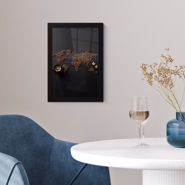 Poster met lijst - Wereldkaart - Espresso - Zwart — 2