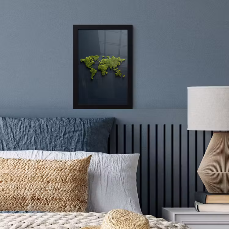 Poster met lijst - Wereldkaart - Mos -Levendig effect — 4