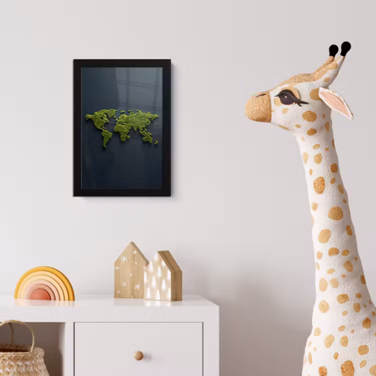 Poster met lijst - Wereldkaart - Mos -Levendig effect — 5