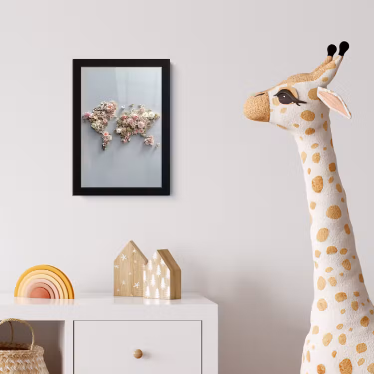 Poster met lijst - Wereldkaart - Rozen - Roze — 5