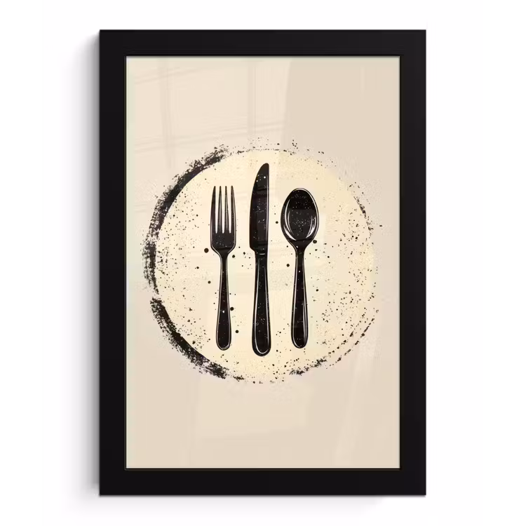 Poster met lijst - Zwart - Bestek - Rondje — 1