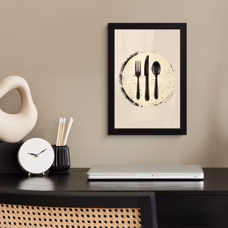 Poster met lijst - Zwart - Bestek - Rondje — 3