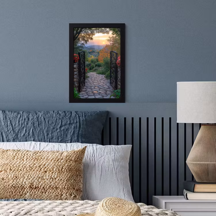 Poster met lijst - Landschap - Hek - Pad - Zonsondergang - Natuur — 4