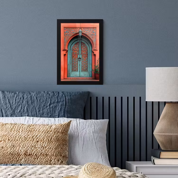 Poster met lijst - Lantaarn - Deur - Turquoise — 4