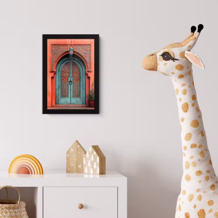 Poster met lijst - Lantaarn - Deur - Turquoise — 5