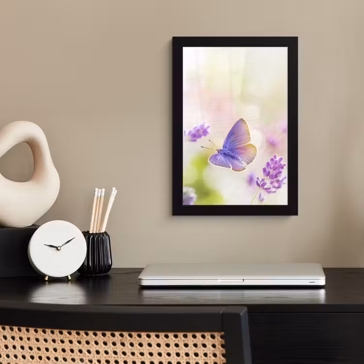 Poster met lijst - Lavendel - Vlinder - Bloemen — 3