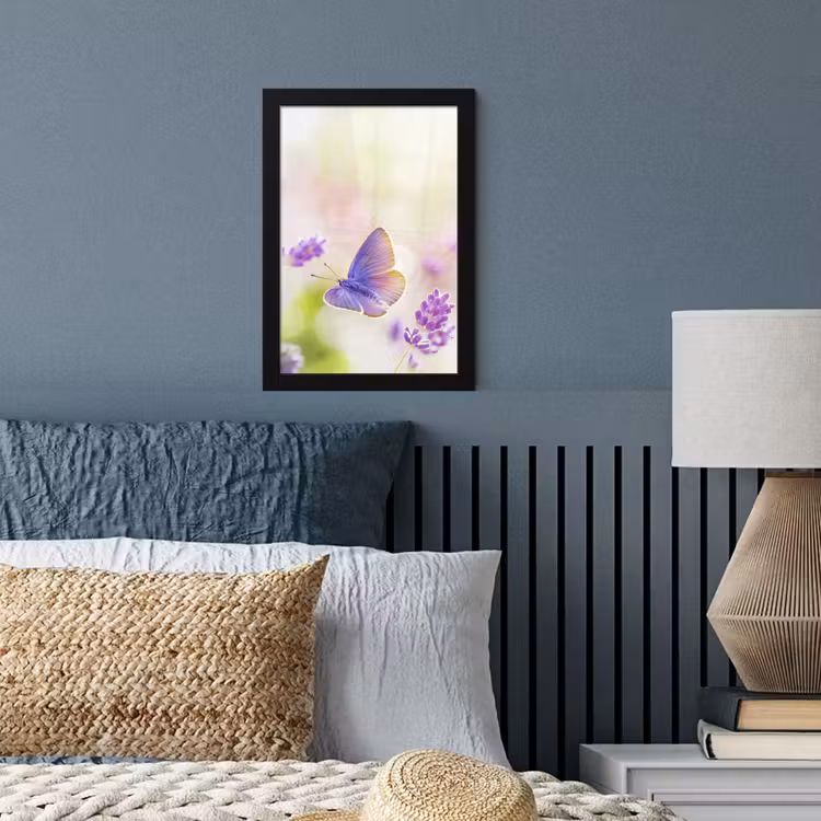Poster met lijst - Lavendel - Vlinder - Bloemen — 4