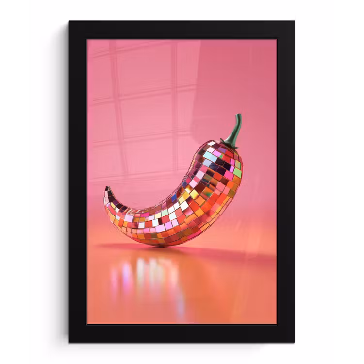 Poster met lijst - Peper - Disco - Rood - Glitter — 1