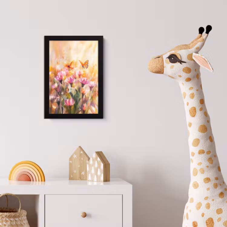 Poster met lijst - Vlinders - Oranje - Bloemen — 5