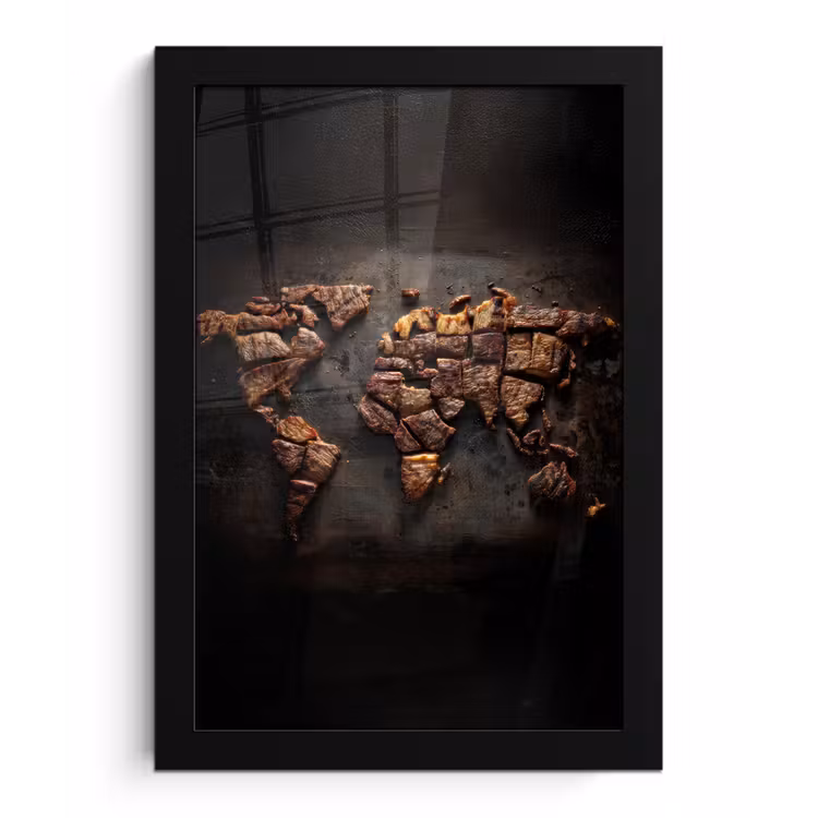 Poster met lijst - Wereldkaart - Gegrild vlees — 1