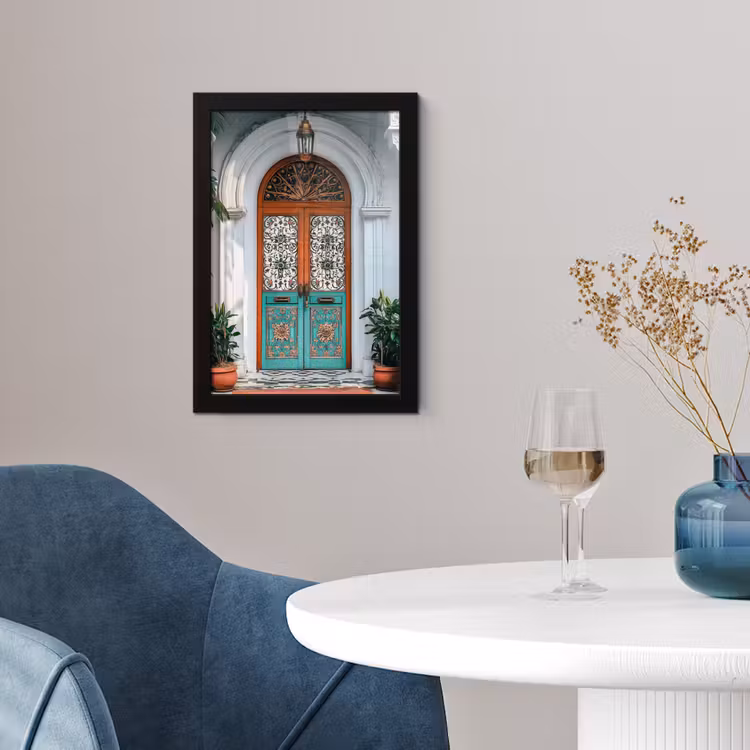 Poster met lijst - Zuilen - Sierlijke - Deur - Blauw — 2