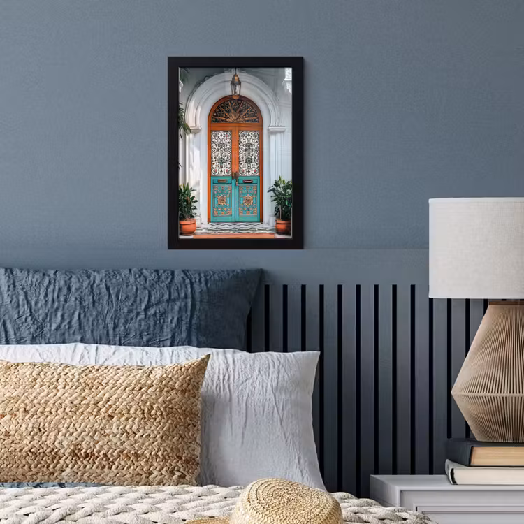 Poster met lijst - Zuilen - Sierlijke - Deur - Blauw — 4