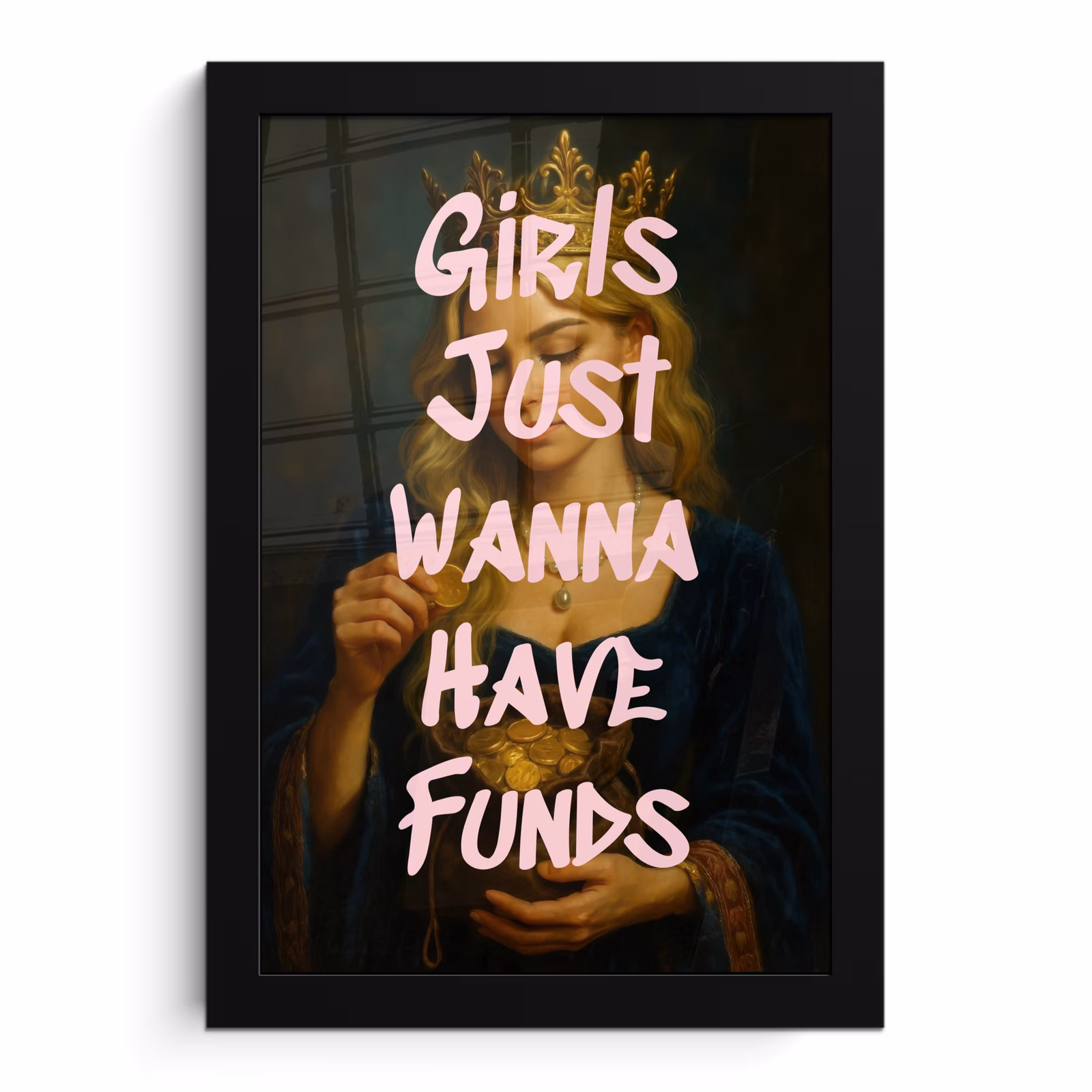 Poster met lijst - Kroon - Vrouw - Jurk - Opvallend — 1