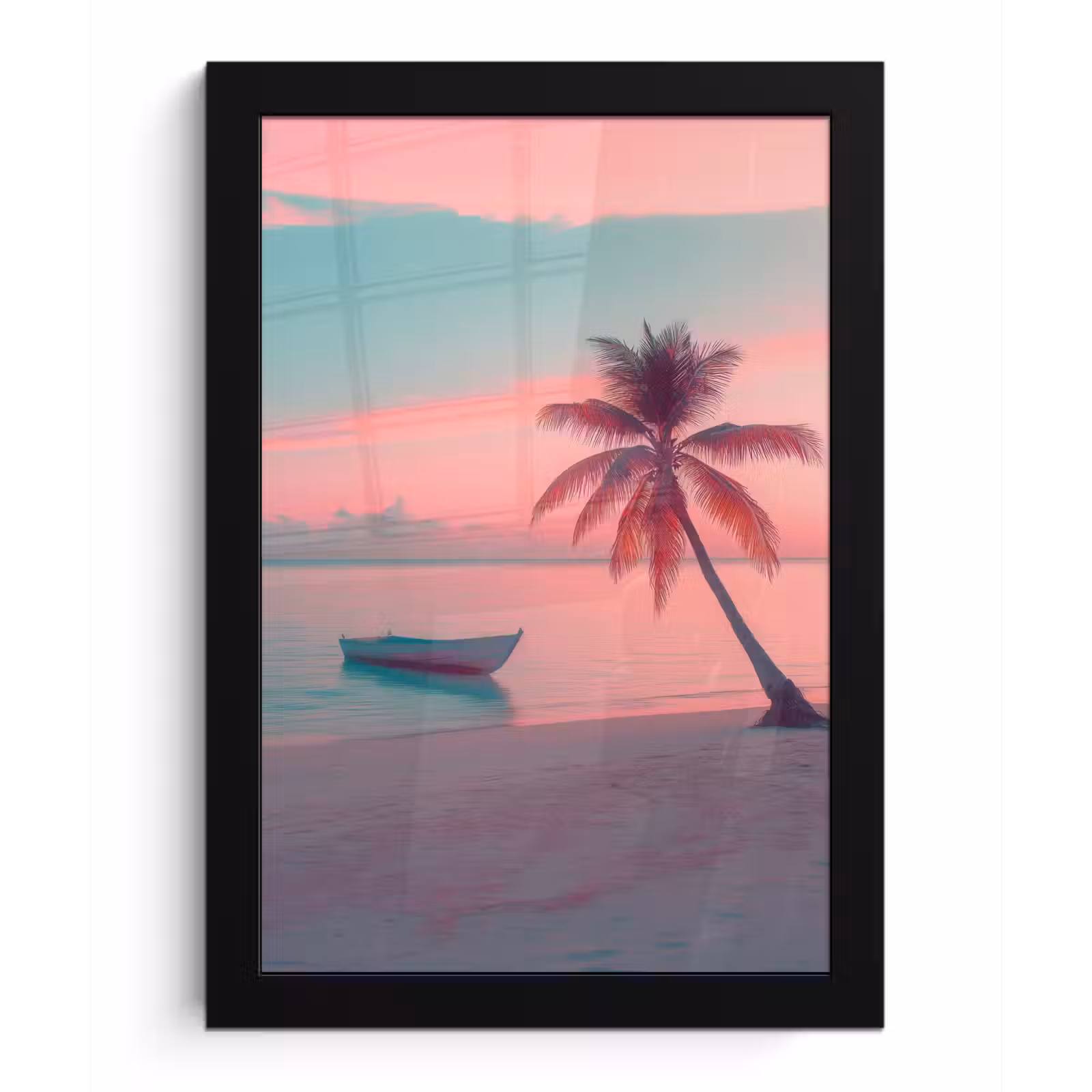 Poster met lijst - Zee - Boot - Zonsondergang — 1