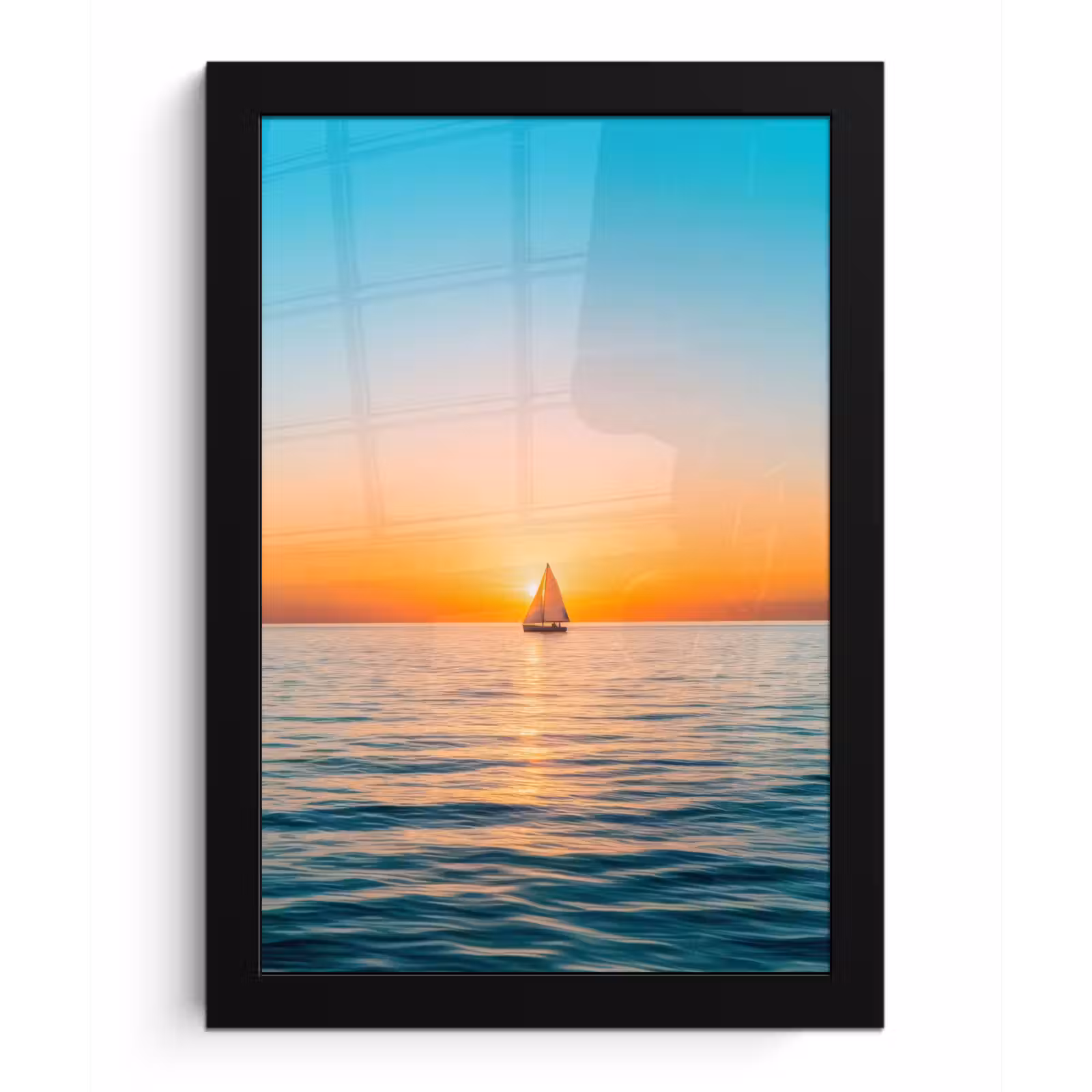 Poster met lijst - Zee - Zeilboot - Zonsondergang — 1