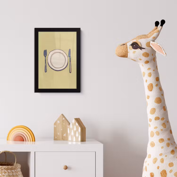 Poster met lijst - Illustratie - Bord - Bestek - Beige — 5