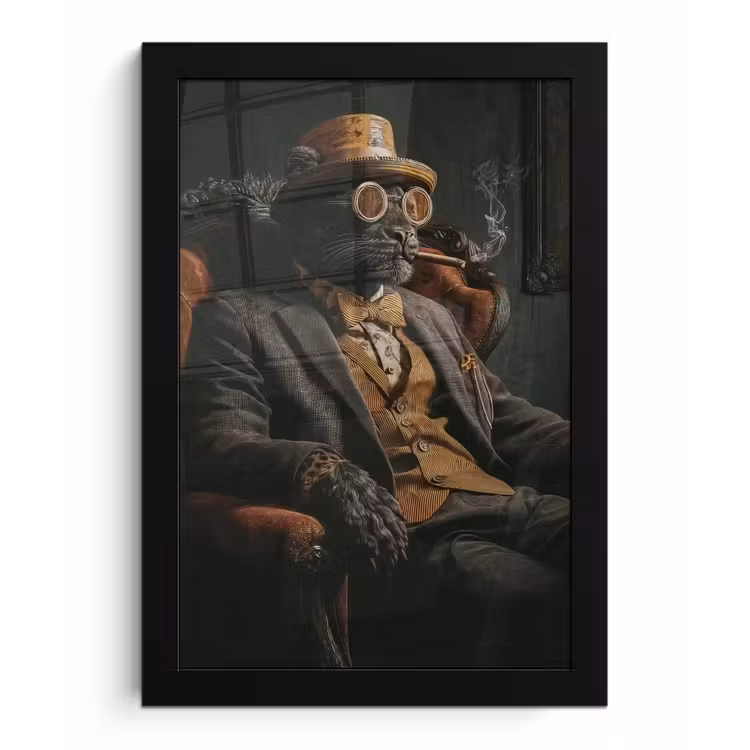 Poster met lijst - Kat - Pak - Oranje - Sigaar — 1