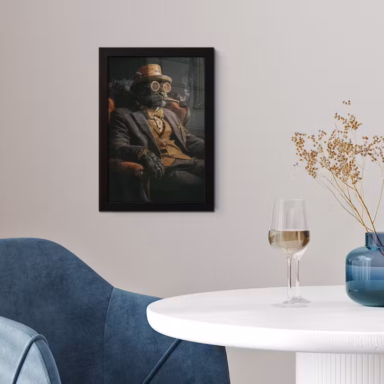 Poster met lijst - Kat - Pak - Oranje - Sigaar — 2
